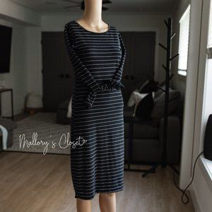 Sign Here Striped Cotton Midi Dress